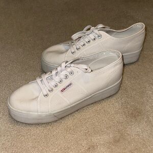 Superga Women's Cream Platform Sneakers